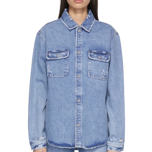 New Bagatelle oversized boyfriend’s blue Denim jacket Shirt 100% cotton size S - Picture 1 of 9